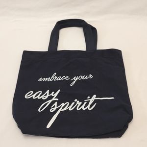 New Dark Navy Blue Embrace Your Easy Spirit Canvas Cloth Lined Tote Bag
